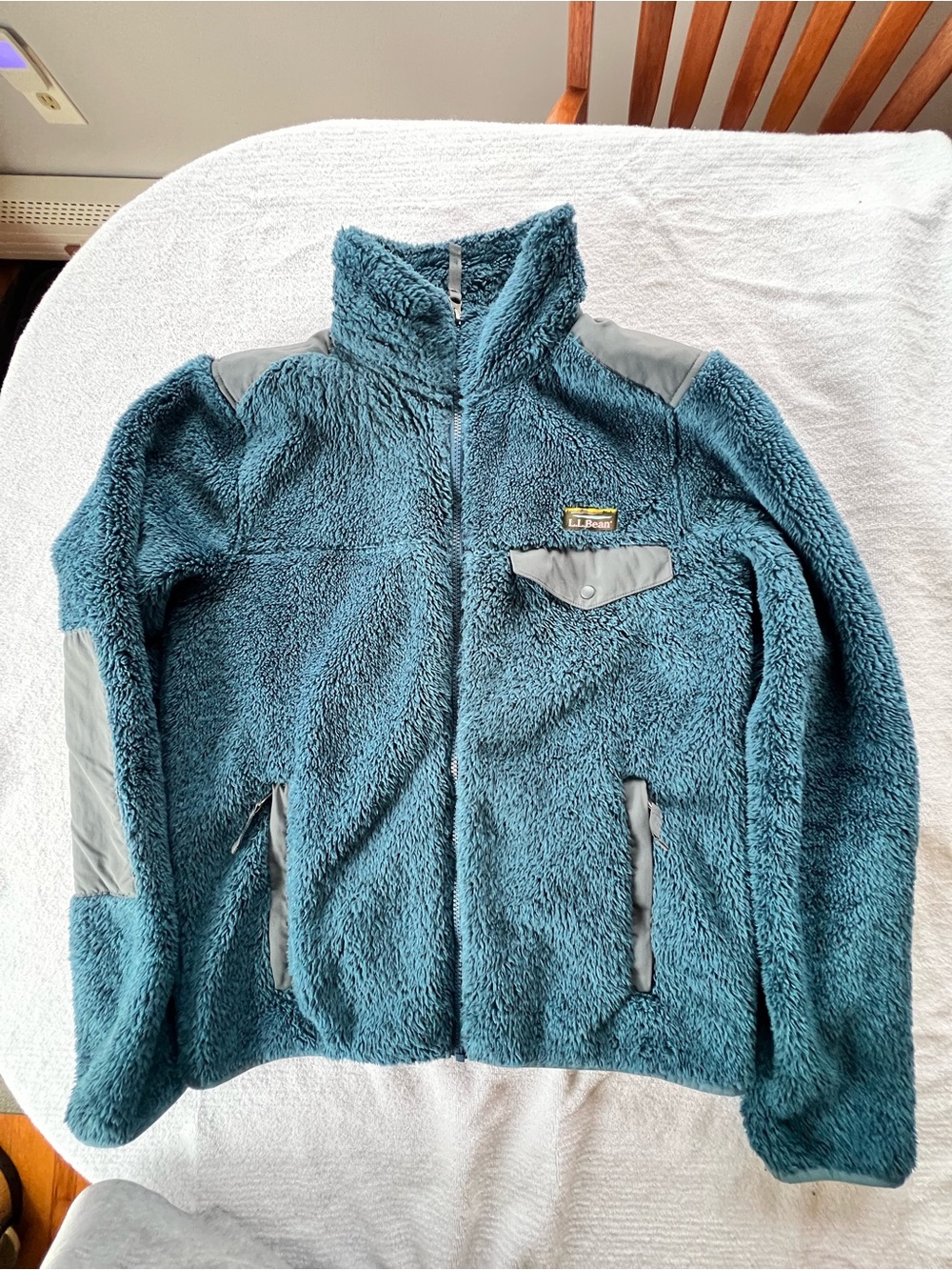 L.L. Bean Teal Sherpa Jacket with Gray Accents